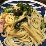小松菜とベーコンのペペロンチーノ